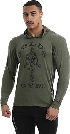 Gold's Gym Hooded Sweat Top a Maniche Lunghe con Cappuccio T-Shirt, Mens, Army Marl, x-Grande