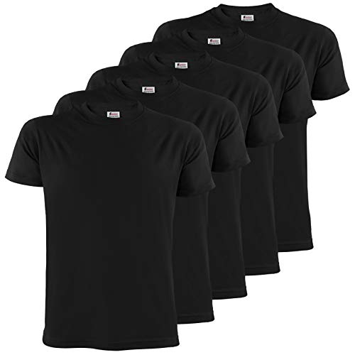 ALPIDEX T-Shirt Magliette da Uomo Confezione da 5 con Girocollo Taglie S M L XL XXL 3XL 4XL 5XL, Taglia:S, Colore:Nero