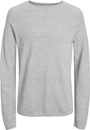 Jack & Jones Maglione Uomo Collo Rotondo Maglia Basica Manica Lunga Cotone JJEHILL., Colore:Grigio-2, Dimensione Maglia:XL