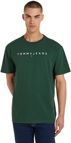 Tommy Hilfiger Tjm Reg Linear Logo Tee Ext  Magliette a Maniche Corte, Verde (Court Green), XS Uomo