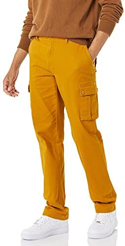 Amazon Essentials Pantaloni cargo elasticizzati dal taglio dritto (disponibili nelle taglie Big & Tall) Uomo, Caramello, 31W / 34L