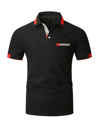 LIUPMWE Polo Uomo Manica Corta Elegante Estiva Polo Casual Golf Business Polo T-Shirt con Tasca Magliette M-3XL,Nero 02,M