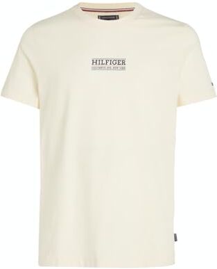 Tommy Hilfiger T-shirt Maniche Corte Uomo Scollo Rotondo, Bianco (Calico), M