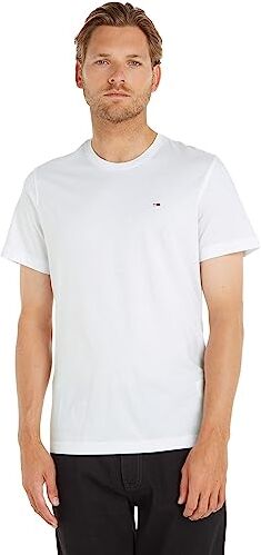 Tommy Jeans T-shirt Uomo Maniche Corte TJM Original Slim Fit, Bianco (Classic White), XS