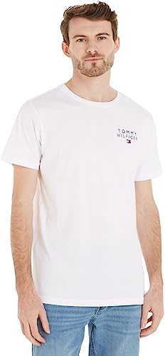 Tommy Hilfiger T-shirt Maniche Corte Uomo Scollo Rotondo, Bianco (White), L