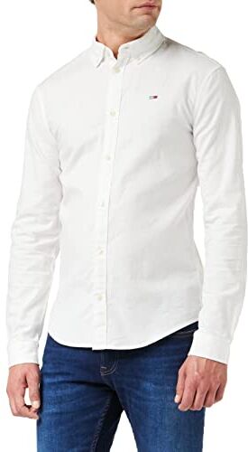 Tommy Hilfiger TJM SLIM STRETCH OXFORD SHIRT, L/S Shirts / Woven Tops Uomo, Bianco (White), XS