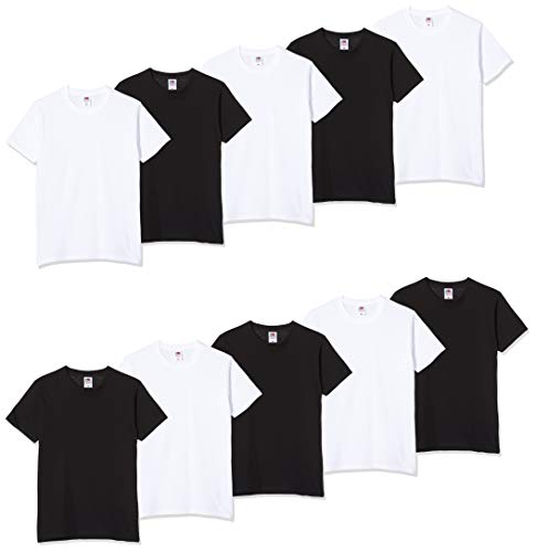Fruit of the Loom Heavy Cotton 10 Pack Tee T-Shirt, Multicolore (White/Black 30/36), X-Large (Pacco da 10) Uomo