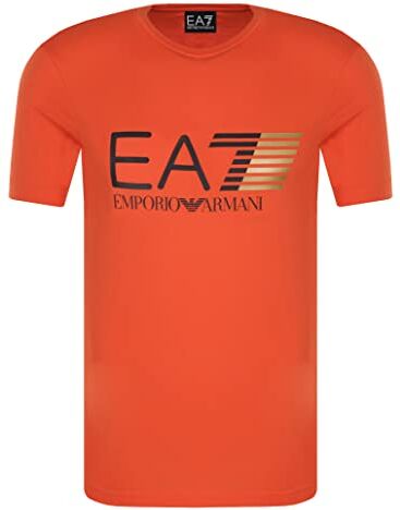 Emporio Armani T-Shirt EA7 Uomo Maglietta 3ZPT62 PJ03Z, Manica Corta, Girocollo, Veste Regolare (Arancione, M)