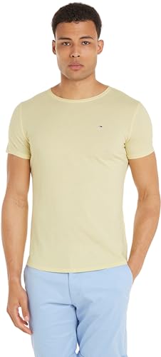Tommy Jeans Uomo T-shirt Maniche Corte TJM Slim Slim Fit, Giallo (Lemon Zest), XS