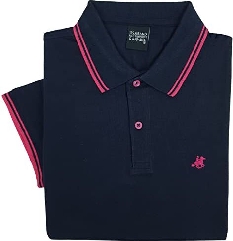 U.S. Grand Polo Equipment & Apparel Polo Uomo Manica Corta Tinta Unita  M L XL XXL XXXL (M, Blu Scuro)