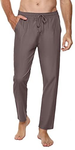 Sykooria Pantaloni Lino Uomo Estivi Pantaloni Casual in Vita Elastica Leggera Pantaloni da Spiaggia da Uomo con Coulisse Pantaloni a Gamba Dritta per Casual a Yoga Jogging Palestra Allenamento