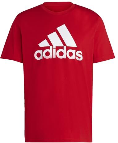 Adidas Essentials Single Jersey Big Logo T-Shirt, Better Scarlet, XS Uomo