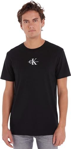 Calvin Klein Monologo Regular Tee J30j323483, Maglia A Maniche Corte Uomo, Nero (Ck Black), S