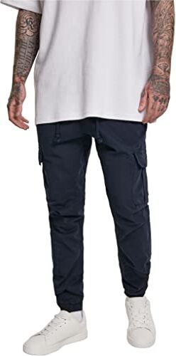 Urban Classics Pantaloni Cargo Uomo in Stile Militare, Pantaloni Slim Fit, Polsini alle Caviglie, Colore: Blu Navy, Taglia: 4XL