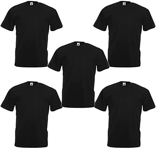 Fruit of the Loom Valueweight Tee-5 Pack T-Shirt, Black (Black 0_Black(Black), L Uomo