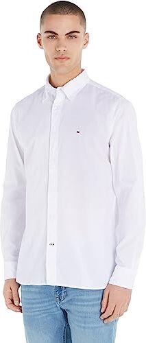 Tommy Hilfiger Camicia Uomo Core Flex Maniche Lunghe, Bianco (White), L