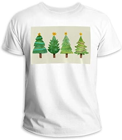 Generic 100% cotone girocollo t-shirt unisex disegnato a mano albero di Natale Collection-01, Multicolore, Taglia XXL