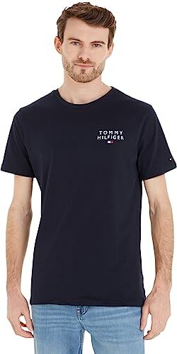 Tommy Hilfiger T-shirt Maniche Corte Uomo Scollo Rotondo, Blu (Desert Sky), S