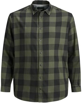 Jack & Jones JJEGINGHAM Twill Shirt L/S PS Noos Camicia, Oliva impolverato, 5XL Uomo