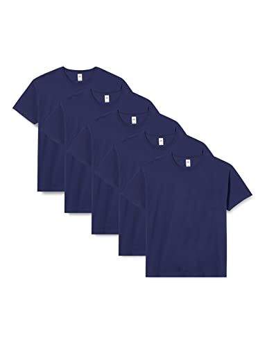 Fruit of the Loom Original T., T-Shirt Uomo, Blu (Navy 32), Large(Pacco da 5)
