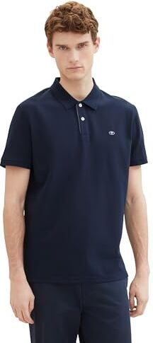 TOM TAILOR Polo Basic Piqué, Uomo, Blu (Sky Captain Blue 10668), L