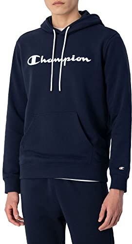 Champion Legacy American Classics Heavy Powerblend Terry Logo Felpa con Cappuccio, Blu Marino, L Uomo