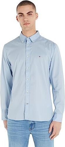 Tommy Hilfiger Camicia Uomo Core Flex Maniche Lunghe, Blu (Calm Blue), 3XL