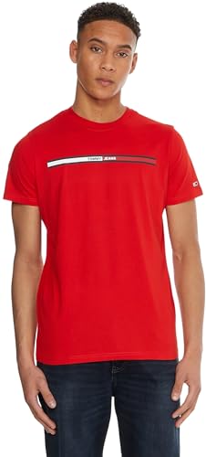 Tommy Jeans T-shirt Maniche Corte Uomo Essential Flag Tee Scollo Rotondo, Rosso (Deep Crimson), S