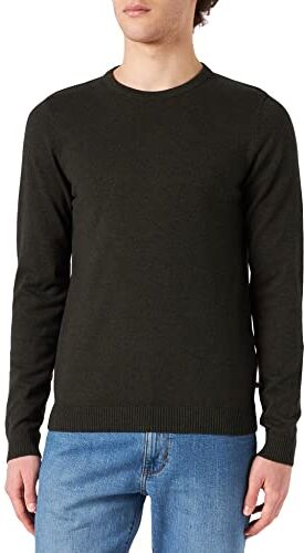 Jack & Jones JJEBASIC Knit Crew Neck Noos Pullover, Forest Night/Detail:Twisted with Black, XL Uomo