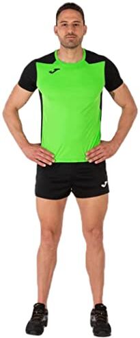 Joma Record II, Maglietta a Manica Corta Uomo, Verde (Verde Fluo/Nero), M