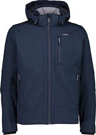 CMP Giacca Uomo In Softshell Con Cappuccio Staccabile Impermeabile Wp 7,000,Uomo,50,B.Blue-Cemento