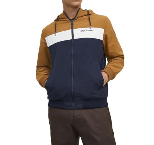 Jack & Jones Jjerush Blocking Hood Bomber Noos Giacca, Rubber, XL Uomo