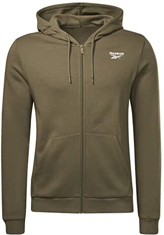 Reebok Identity Fleece Zip-Up, Top con Cappuccio Uomo, Army Green, XS