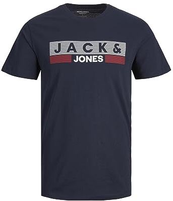 Jack & Jones Jjecorp Logo Tee SS O-Collo Noos Pls T-Shirt, Blu Scuro-2, 3XL Plus Uomo