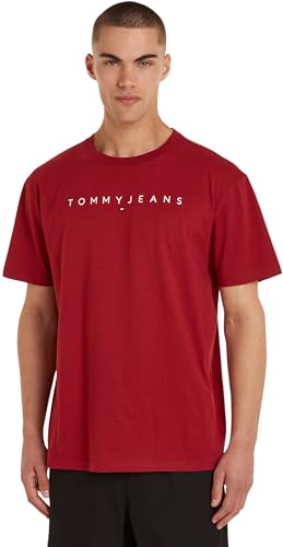 Tommy Hilfiger Tjm Reg Linear Logo Tee Ext  Magliette a Maniche Corte, Rosso (Magma Red), L Uomo