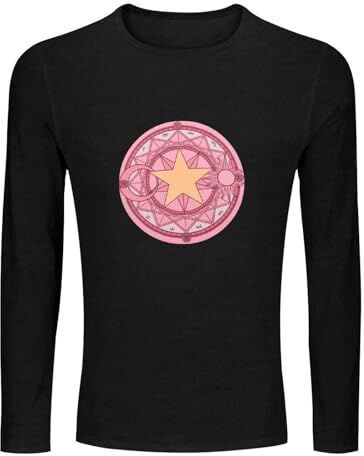 T-33B Cardcaptor Sakura Soft Man's Tops Men's 100% Cotton Tee Crewneck Unisex Long Sleeve T-Shirt Black XL