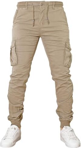 Toocool Pantaloni Uomo Cargo Militari tasconi Laterali Casual Cotone G6538 [32/tg 46,G6601 Estivo Beige]