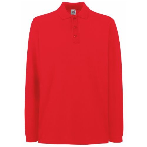 Fruit of the Loom , Polo Manica Lunga, Uomo, Rosso, XX-Large