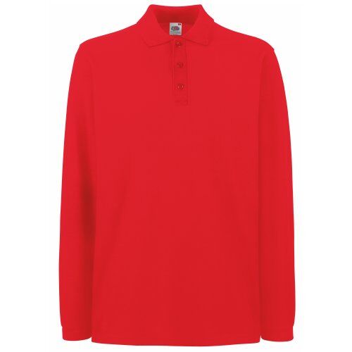 Fruit of the Loom Polo Manica Lunga Uomo (S) (Rosso)