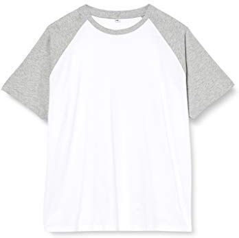 Build Your Brand Raglan Contrast Tee, Maglietta Uomo, Bianco (Heather Grigio), M