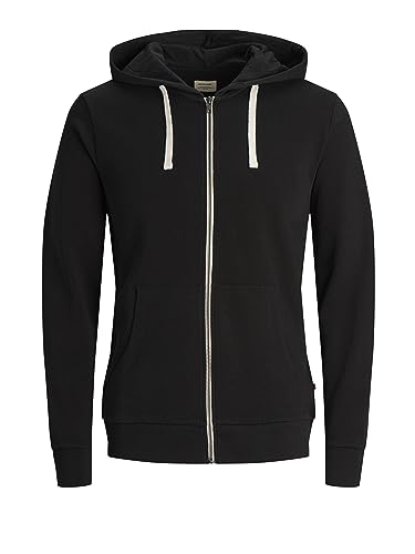 Jack & Jones JJEHOLMEN Felpa da uomo con zip, Nero (Black Beauty), XS