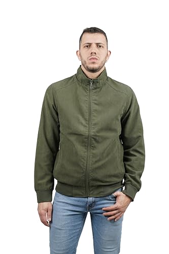 TONY BACKER Giacca Pelle Uomo Casual Cappotto Camoscio Scamosciato Slim Fit Giubbotto Ecopelle Leggero Primavera Autunnale Bomber Vintage (L, VERDE)