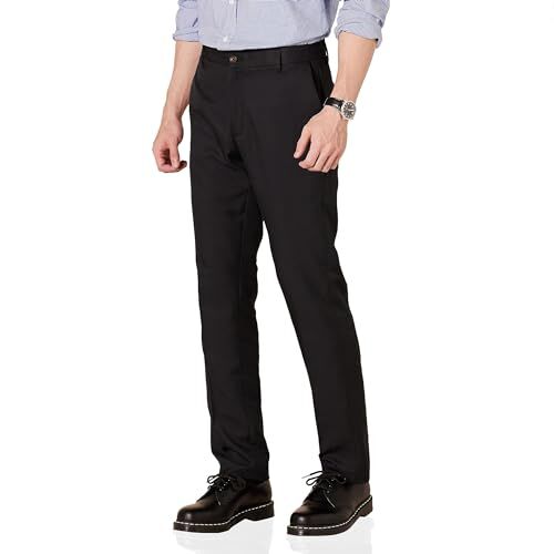 Amazon Essentials Pantaloni da Abito Senza Pinces Slim Uomo, Nero, 38W / 28L