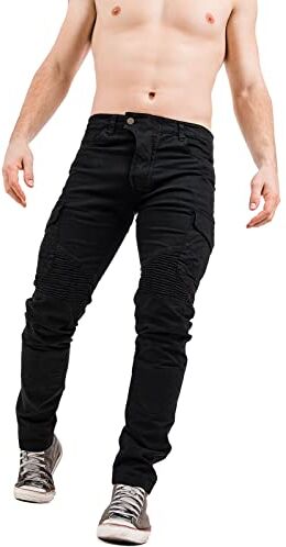 Instinct I Pantaloni Cargo Uomo in Cotone, Pantaloni con Tasche Laterali Uomo, Pantalone Tasconato Uomo Multitasche Cargo Uomo Slim Fit W9 (48, Black K-522)