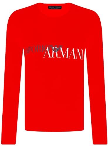 Emporio Armani T-shirt da uomo 111907 0A516 T-shirt manica lunga, girocollo, rosso, M