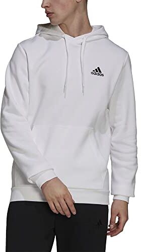 Adidas Essentials Fleece Felpa da Uomo, White / Black, M