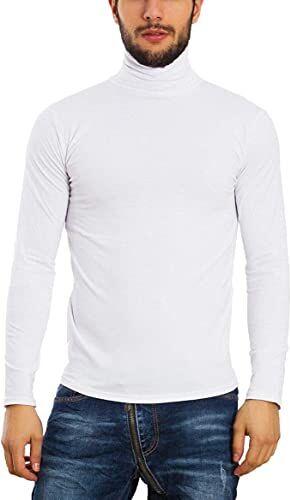 Toocool Dolcevita Uomo Maglia Manica Lunga Felpato Collo Alto Slim Fit LO-A6957 [XXL,Bianco]