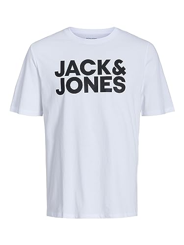 Jack & Jones JJECORP LOGO TEE SS O-NECK NOOS, T-Shirt Uomo, Bianco (White Fit:Slim/Large Print/Black), M