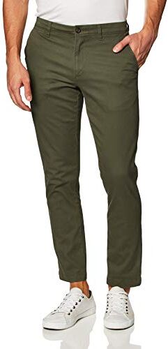 Amazon Essentials Pantaloni Chino Elasticizzati Casual vestibilità Aderente Uomo, Verde Oliva, 28W / 32L