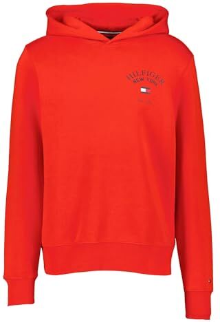 Tommy Hilfiger Arched Varsity Hoody  Felpe con Cappuccio, Rosso (Fierce Red), 3XL Uomo